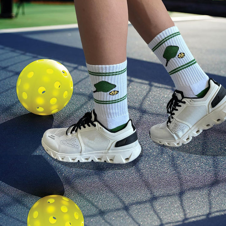 Pickleball Socks for Men Women, Performance Athletic Mid Calf Sock, Gifts for Pickleball Lovers One Size 7-13