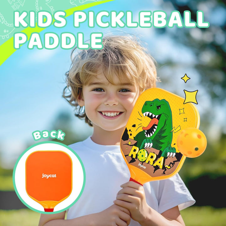 Kids Pickleball Paddles Set of 2, Lightweight Plastic Cute Pickleball Paddles with Small Grip, 2 Pickleballs, 1 Drawstring Bag,Easter Basket Stuffers,Indoor Outdoor Sport Gift for Kids,Beginner