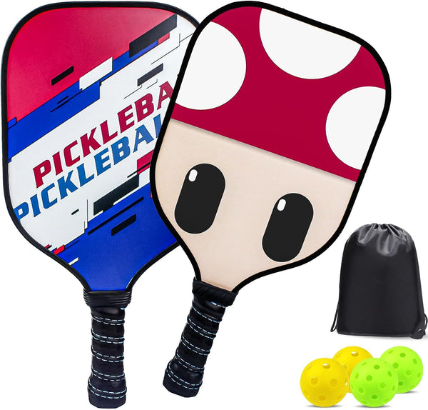 Kids Pickleball Paddles Set of 2 - Child Size Pickleball Set of 2 for Kids - Fiberglass Youth Pickle Ball Paddle Set with Bag - Pickleball Gifts for Children under 12