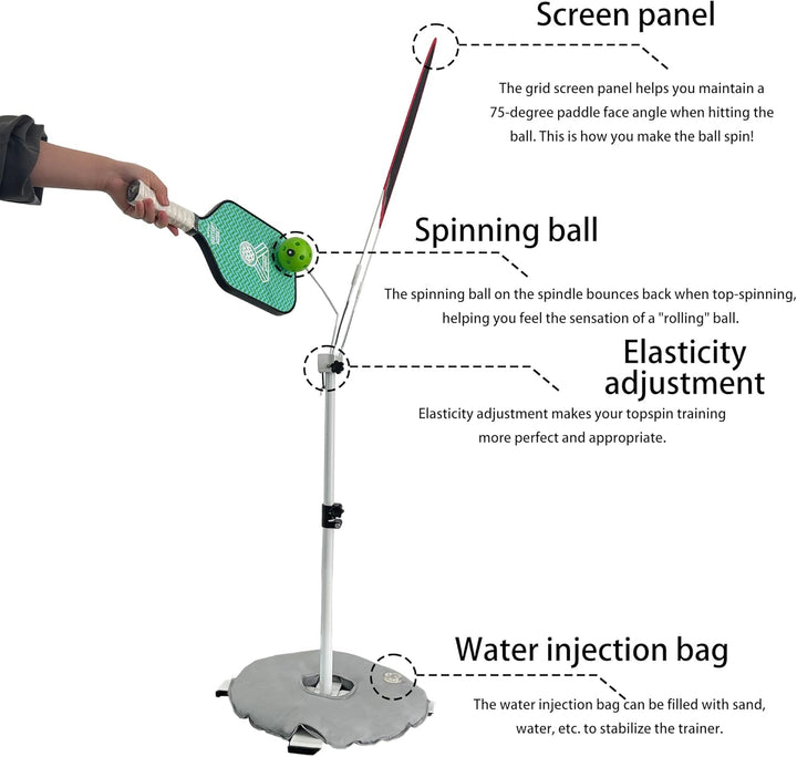 Pickleball Topspin Trainer – Multi-Functional Training Aid for Precision Shots & Improved Control, Pickleball Practice Trainer, Effective Training Equipment to Enhance Shot Angles, Accuracy & Power