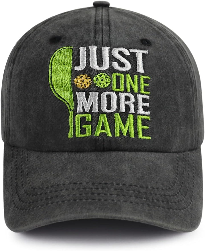 Pickleball Hats for Men Women, Funny Adjustable Embroidered Just One More Game Baseball Cap