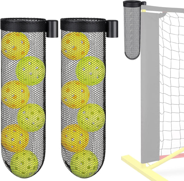 2PCS Pickle Ball Collector for Pickleball Nets, Portable Pickleball Holder Suitable 2.5Cm/0.98In Dia Official Post, Pickleball Storage Net Holding 7 Pickle Balls for Indoor Outdoor Driveway