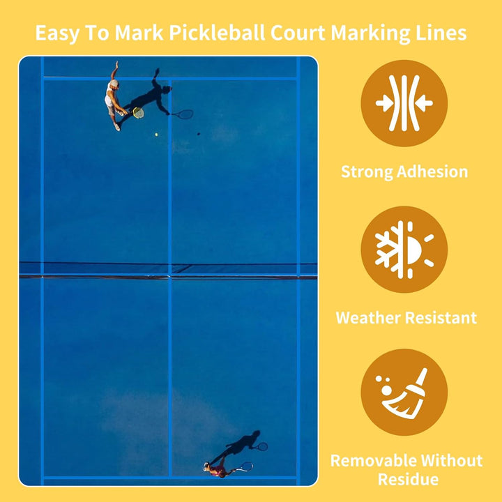 262 FT Outdoor Pickleball Court Tape, Pickleball Court Marking Kit - 2" X 87.5 Yd, Yellow Court Tape for Court Fast Marking,No Residue, Non - Reflective