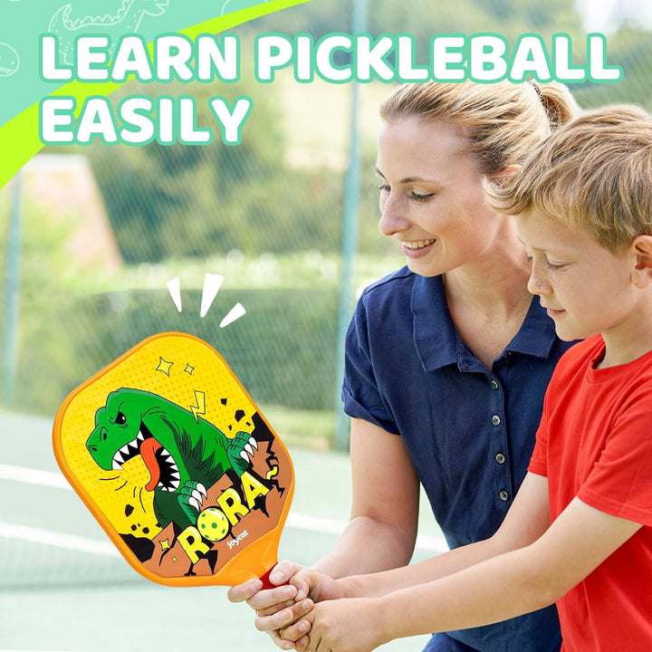 Kids Pickleball Paddles Set of 2, Lightweight Plastic Cute Pickleball Paddles with Small Grip, 2 Pickleballs, 1 Drawstring Bag,Easter Basket Stuffers,Indoor Outdoor Sport Gift for Kids,Beginner