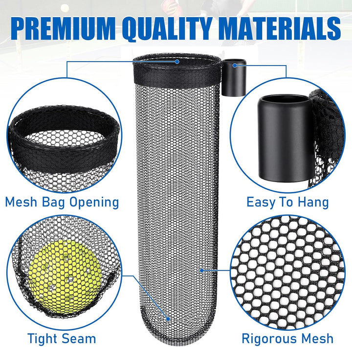 2PCS Pickle Ball Collector for Pickleball Nets, Portable Pickleball Holder Suitable 2.5Cm/0.98In Dia Official Post, Pickleball Storage Net Holding 7 Pickle Balls for Indoor Outdoor Driveway