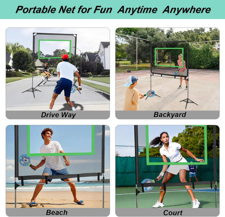 Portable Pickleball Net Set, Badminton Net Set All-In-1 Sport Game for Adults and Family - Fun Racket Games for Indoor, Outdoor, Backyards, Park, Driveways and Garages