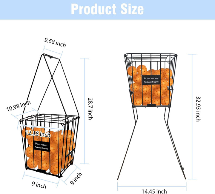 Portable Pickleball Collector & Pickleball Ball Hopper - Pickleball Retriever Basket for Pickleball Training, Pickleball Caddy for Pickleball Practice Equipment