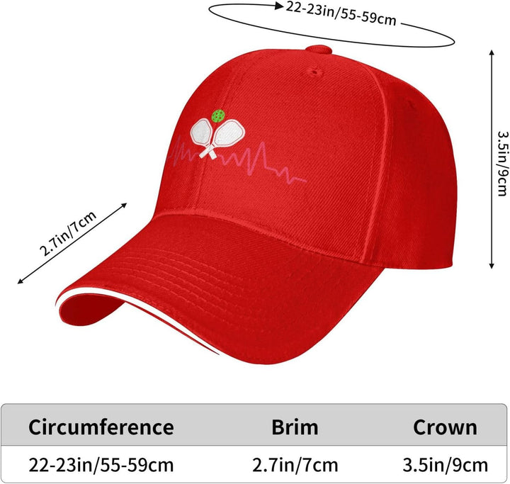 Pickleball Heartbeat Baseball Cap Classic Mans Woman Sun Hat Adjusting Outdoors Cowboy Hats