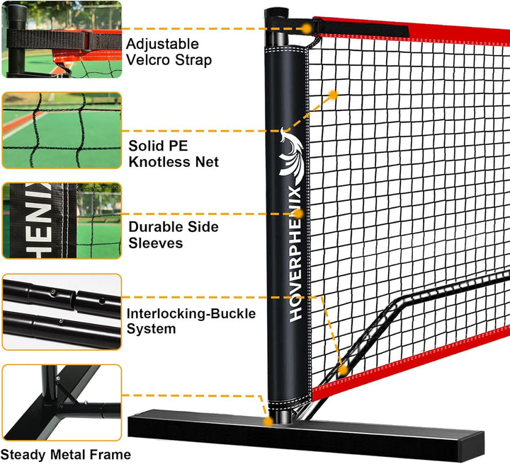 Pickleball Set with Net for Driveway, Portable Regulation Size Pickleball Net System with Paddle Set of 4, Outdoor Pickleballs, Carry Bag, Weather Resistant Metal Frame