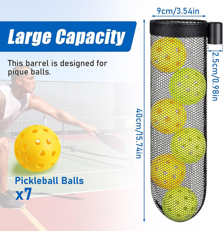 2PCS Pickle Ball Collector for Pickleball Nets, Portable Pickleball Holder Suitable 2.5Cm/0.98In Dia Official Post, Pickleball Storage Net Holding 7 Pickle Balls for Indoor Outdoor Driveway