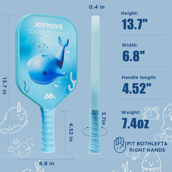 Pickleball Paddles for Kids, Child Size Paddle, Lightweight Fiberglass Pickleball Set with Small Grip, 2/4 Pickleball Paddles with 4 Balls