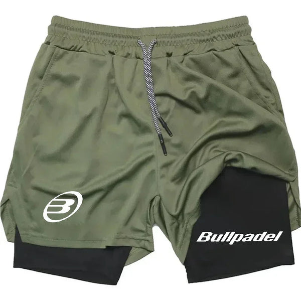 Men's Pickleball Shorts with Phone Pocket Sportswear 2-in-1 Print