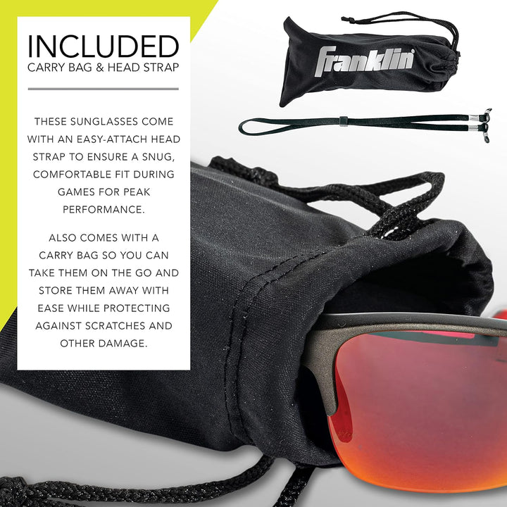 Pickleball Sunglasses - All Sport UV Glasses for Tennis, Pickleball, Cycling, Rowing + More - Athletic Shades with Headband + Carry Bag, Red