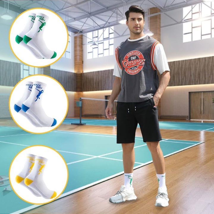 3 Pairs Pickleball Socks for Pickleball and Tennis Lovers, Pickle Ball Gifts 3 Sizes for Women and Men.