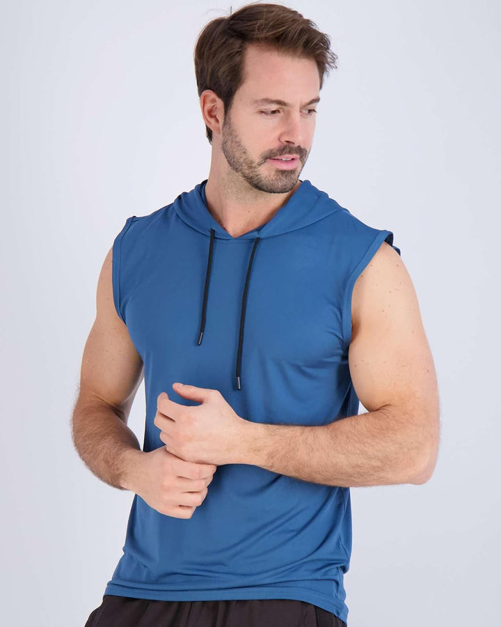 3 Pack: Mens Dry-Fit Active Hooded Tank Top - Workout Sleeveless Hoodie Drawstring (Available in Big & Tall)