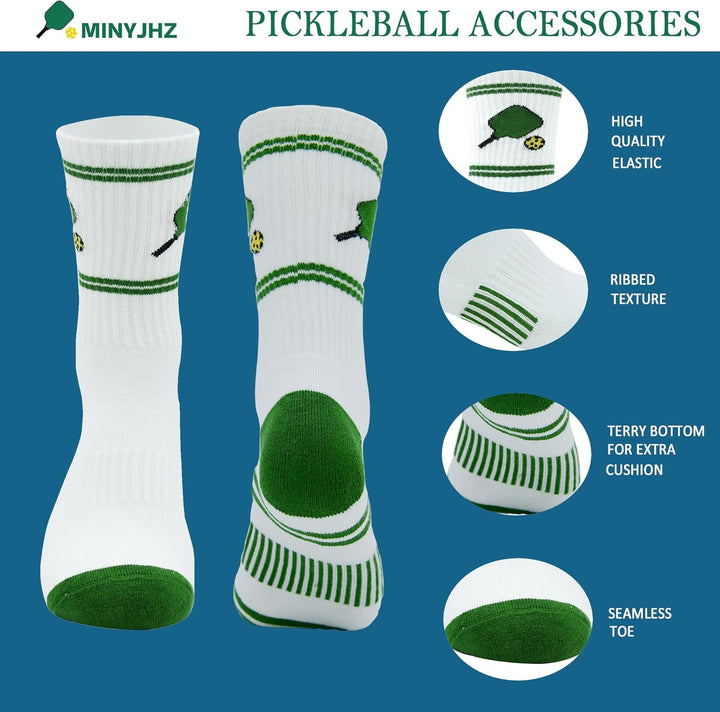 Pickleball Socks for Men Women, Performance Athletic Mid Calf Sock, Gifts for Pickleball Lovers One Size 7-13