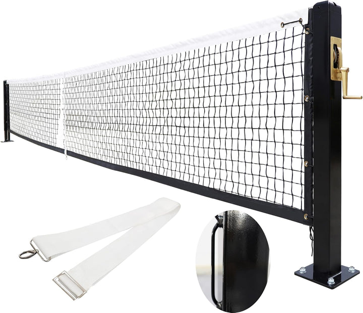 Pickleball Court Net System, Pickleball Net Set – 22 FT Regulation Net with 2 Pickleball Posts, Premium-Grade Brass Winder, Professional Net, Surface Mount – Ideal for Indoor or Outdoor Use