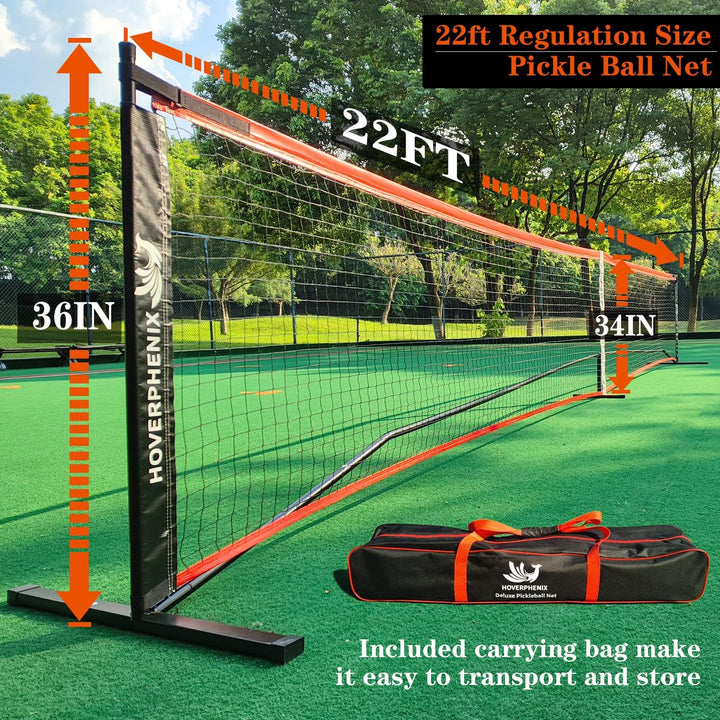 Pickleball Set with Net for Driveway, Portable Regulation Size Pickleball Net System with Paddle Set of 4, Outdoor Pickleballs, Carry Bag, Weather Resistant Metal Frame